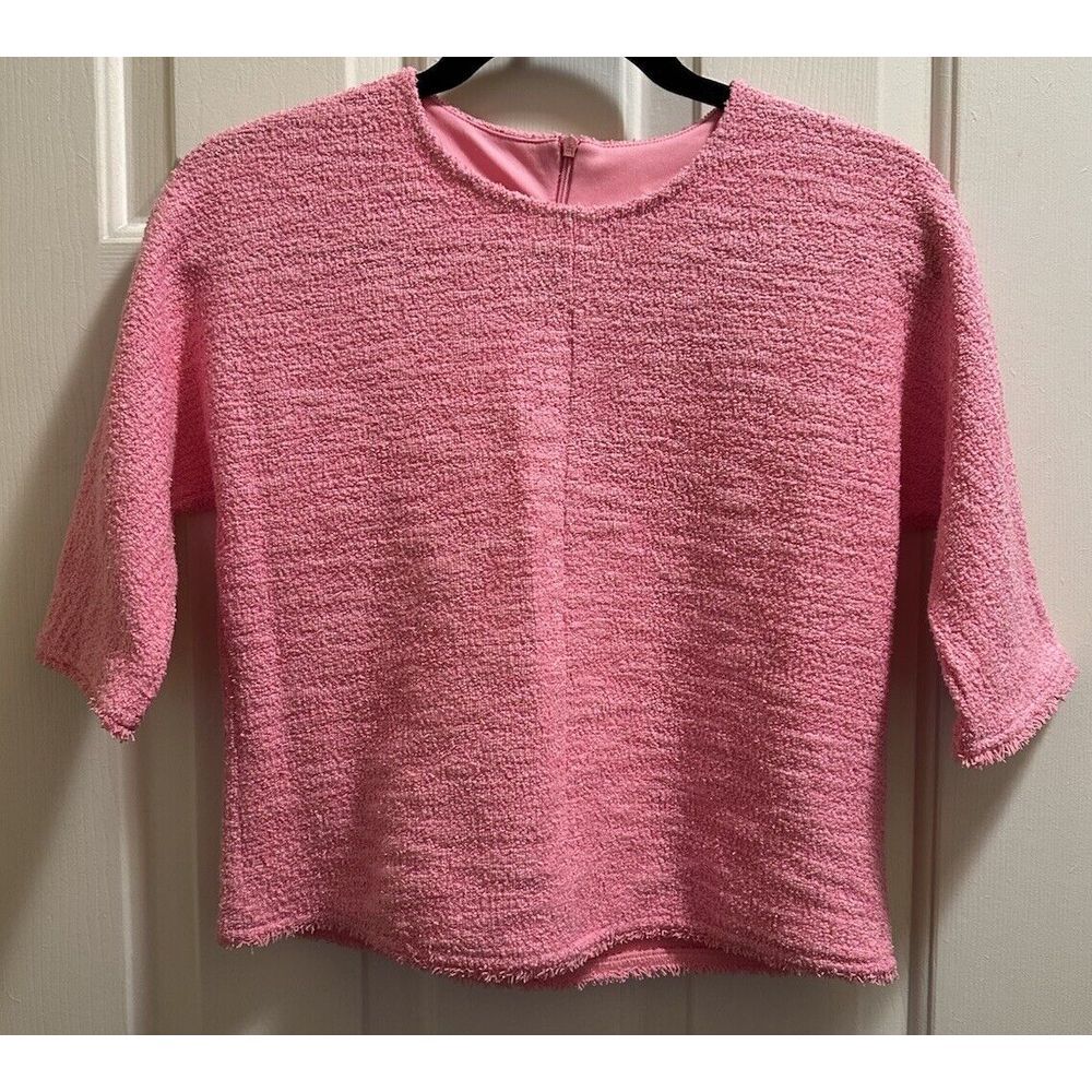 Zara Pink Structured Jacquard Top/Sweater Size Medium, NWT
